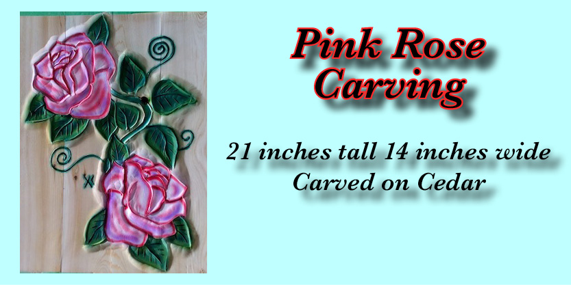 Pink Rose Carving  fence art Garden art, yard art, and so much more. 